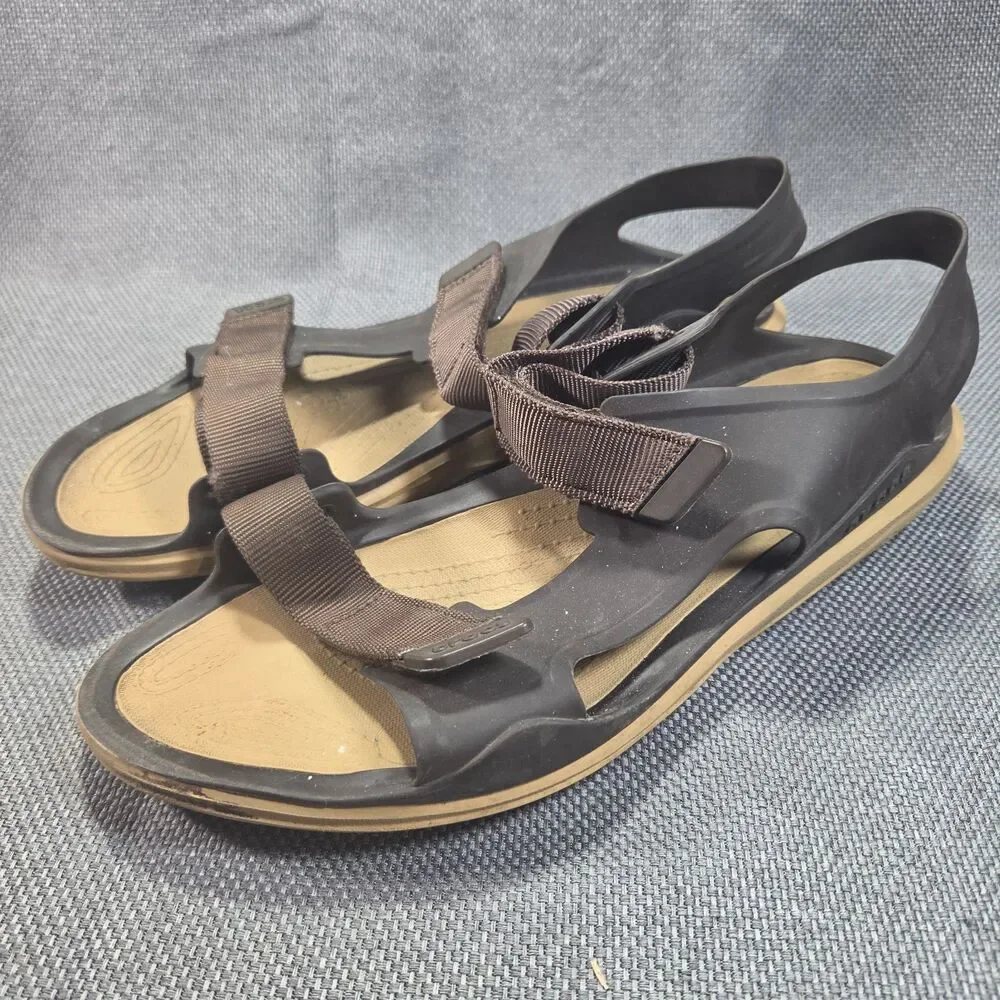 Crocs Iconic Comfort Swiftwater Brown & Beige Fishing Sandal Men's Size 11